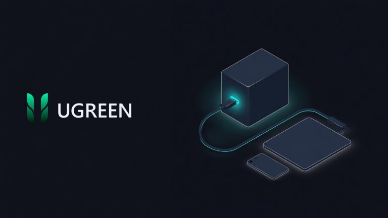 UGREEN logo beside an illustration for the article: UGREEN PD 65W GaN Charger