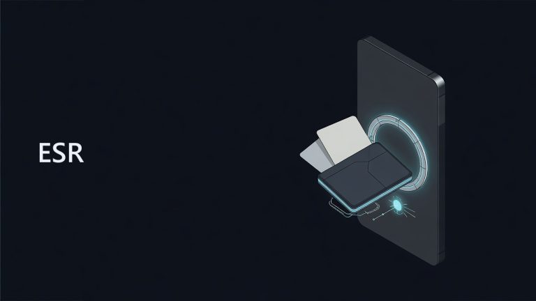 ESR logo beside an illustration for the article: ESR Magnetic MagSafe Compatible Wallet