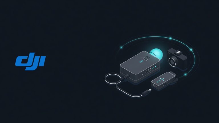DJI logo beside an illustration for the article: DJI Mic 2: All-in-one Wireless Microphone