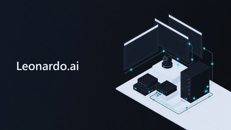 Leonardo.ai logo beside an illustration for the article: 5 Practical Uses for Leonardo.ai in Your Homelab