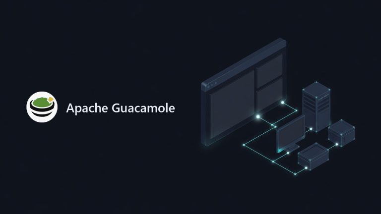 Apache Guacamole logo beside an illustration for the article: Apache Guacamole: Clientless Browser-Based Remote Desktop Gateway (2026)