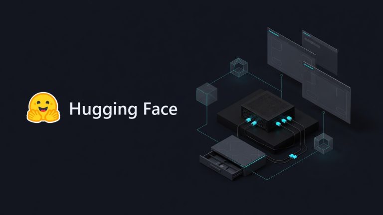 Hugging Face logo beside an illustration for the article: Hugging Face Is Your Secret Weapon for AI in the Homelab