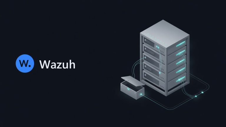 Wazuh logo beside an illustration for the article: How to Install Wazuh on Ubuntu Server: Self-Hosted Setup