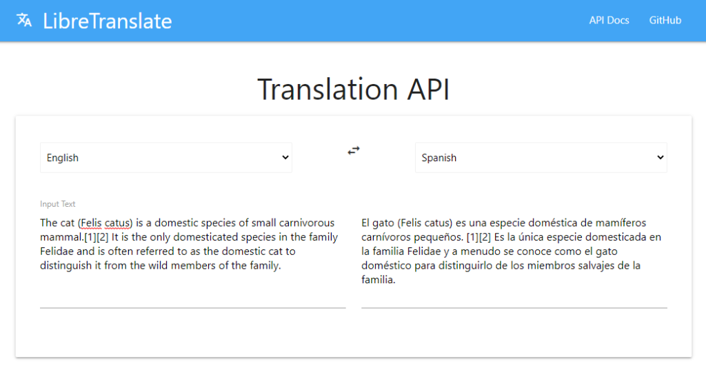 LibreTranslate screenshot