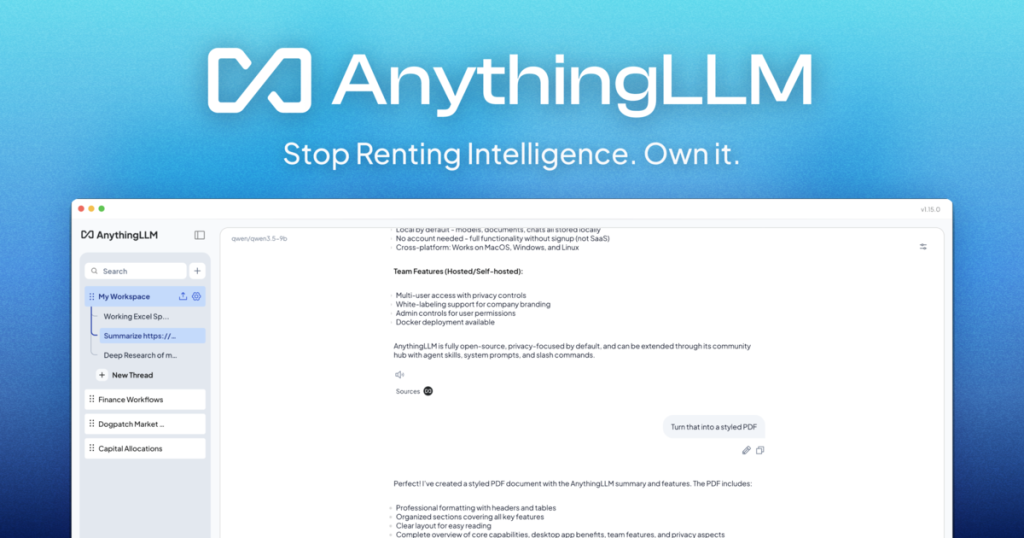 AnythingLLM screenshot