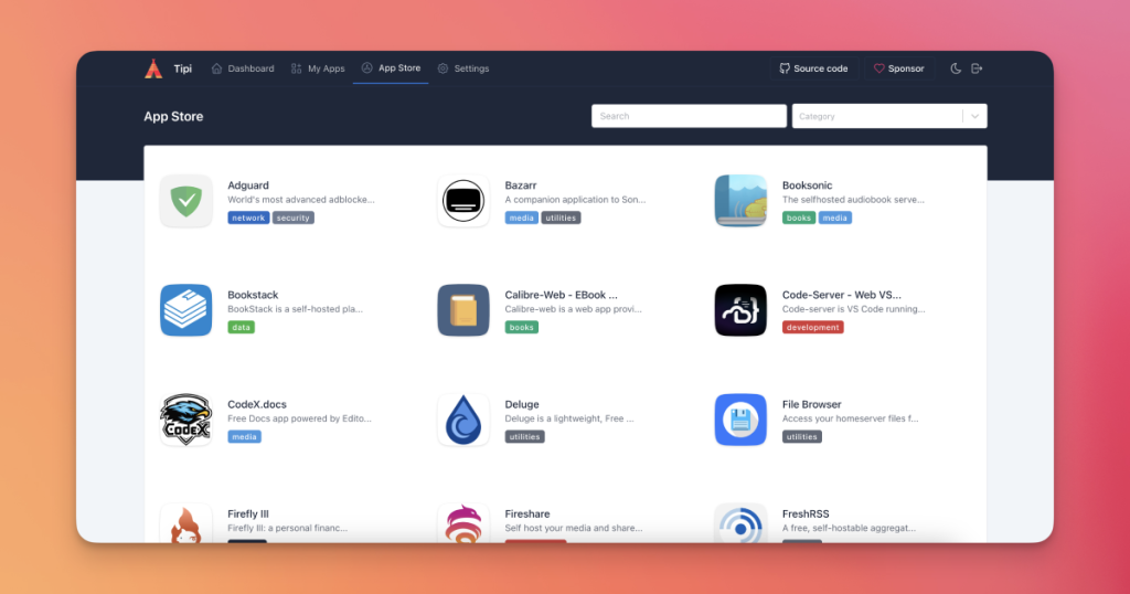 Runtipi screenshot